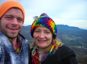 with my son atop Beech Mountain